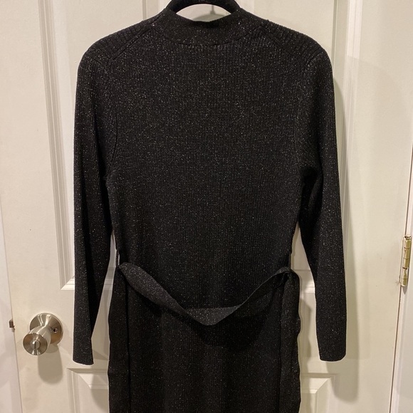DKNY Sparkly Fitted Black Belted Midi Dress NWT - Picture 14 of 15